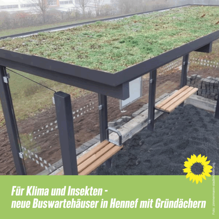 Neue Buswartehäuser in Hennef mit Gründächern